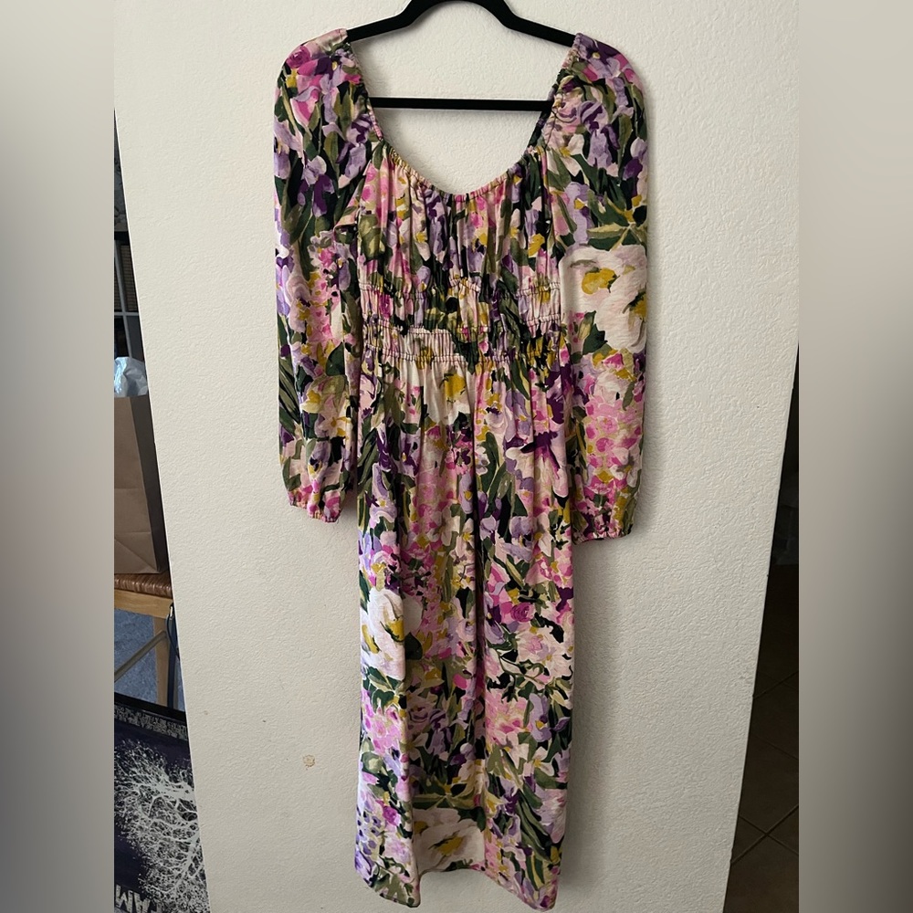 H&M Colorful Floral Off Shoulder Dress XS